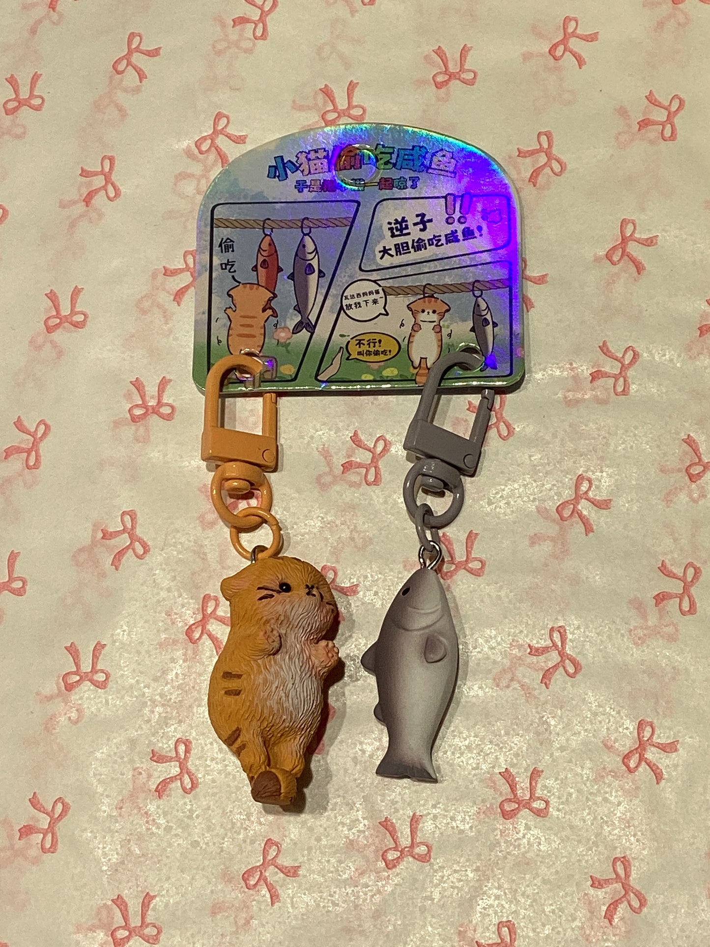 Cat and Fish Keychains