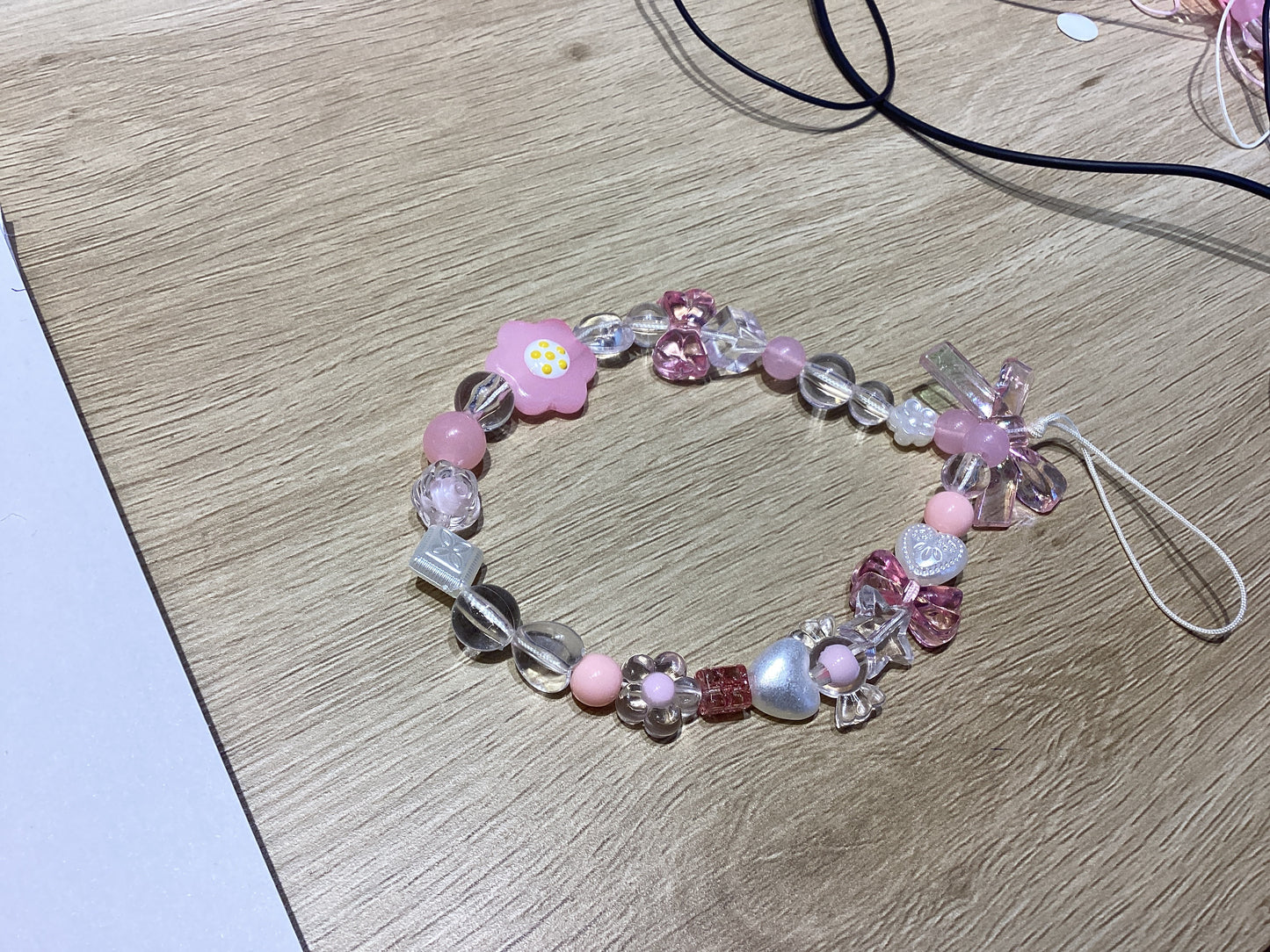 Phone charm : pink beaded