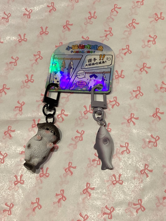 Cat and Fish Keychains